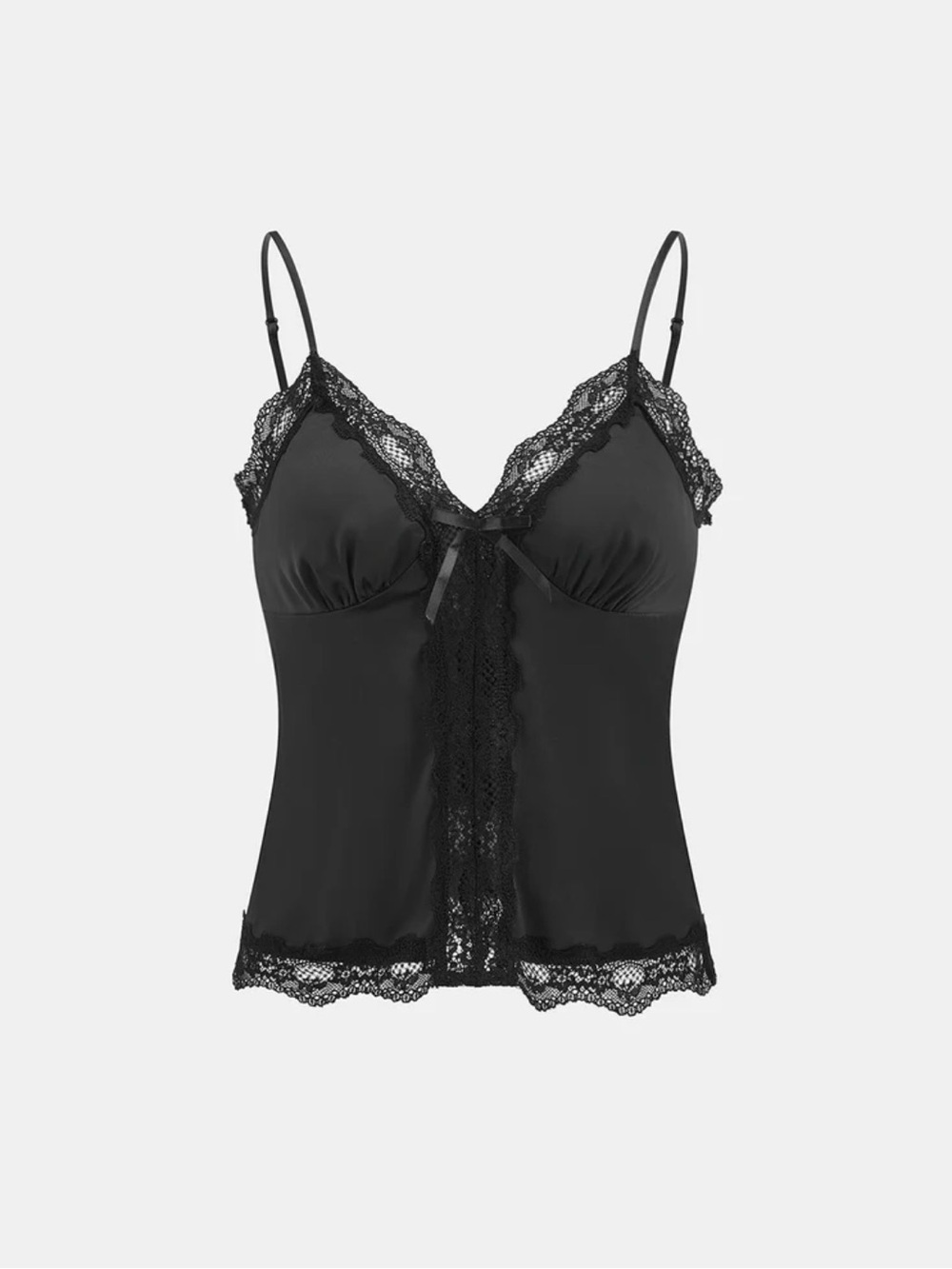 Commense lace trim satin cami Top